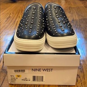 Leather slip on studded sneaker